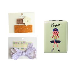 女童髮夾 2款+可愛小鏡子組合