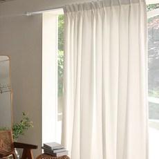 ANDCOTTON 三層遮光蝴蝶褶窗簾, 牛奶白