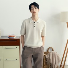 마인드브릿지 남녀공용 COUTURE 크로셰 카라 세미오버핏 반팔 니트 M1KT3170