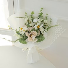 모리앤 조화 포근한 하루 꽃다발, 화이트믹스, 1개