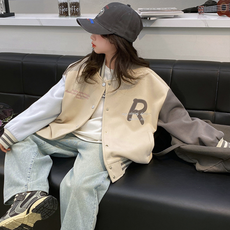 Orenjidamom 女童 R字母 三色 按扣 棒球外套