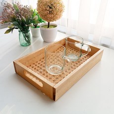 MAISONINDAHRATTANSHOP 藤編藤條托盤 藤籃 N021N, 自然米色, 1個