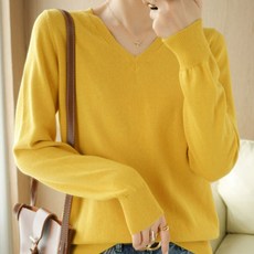 더시럽 여성용 컴포티 베이직 V넥 니트