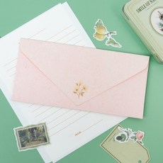 Good given 高級零用錢信封 花壇木蘭 10張 貼紙 12張, 1個, 淺粉色