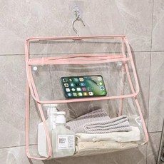 메이크마인 욕실 투명 방수 저장물봉투, 1개, 핑크