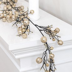 flowertree 室內牆壁裝飾小物 閃亮球串掛飾 180cm, 玫瑰銀