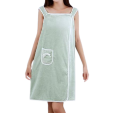 Kkuji 背心式按扣毛巾浴袍 80 x 135 cm, 1個, 綠色