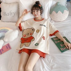 Viola 女性可愛短袖居家服睡衣 上衣+下身套裝 Vio0025