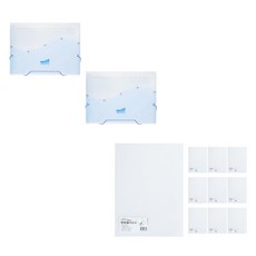 ECO Chungwoon X型束帶文件夾 A4 2入 + PP名片L型文件夾 A4 透明 10入, 天空藍, 1套