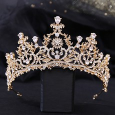 LUNA GLAM 自助婚紗 閃亮女王鋯石皇冠 G321, 1個, 金白色