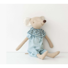 nature times INS 棉麻安撫玩偶, 1個, 藍色睡衣老鼠