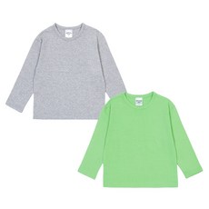 레인보우키즈 아동용 코튼 라운드 긴팔 티셔츠 2종 세트
