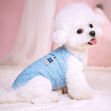 Puppy Dream 狗狗 Rini 簡約素色無袖T恤 10031, 藍色, 1個