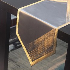 金色邊框餐桌桌旗, 灰色, 小號（33 x 180 厘米）