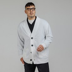 FiveXLarge 男士大尺碼基本款針織寬鬆版口袋開襟衫