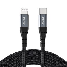 Choetech Type-C轉Apple 8-pin MFi認證100W高速充電線, 1個, 1.2m, 黑色