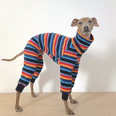 DOGGY STAR 義大利格雷伊獵犬條紋連身衣, 黑色 + 藍色