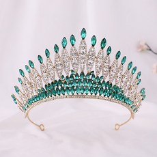 LUNA GLAM 自助婚紗高端美妝水鑽皇冠 LUD1, 金綠色(LUD140), 1個