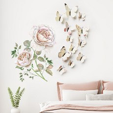 예쏘 예쏘데코 리빙 인테리어 시트지 015 흰장미 입체나비, 혼합색상