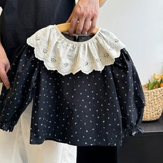 BabyMax 兒童撞色荷葉領碎花上衣