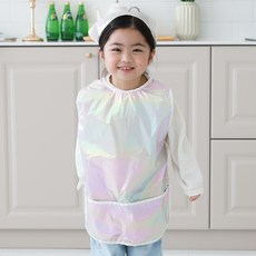 BEBE CHOUETTE 兒童用韓國製造全息圖防水無袖圍裙 + 頭巾套組