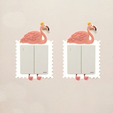 Allode 動物開關貼紙 2入, NO 02 白色紅鶴