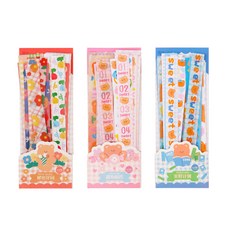 indi.k 小熊的日常長方形貼紙組合 3入, 1套, 混合顏色