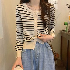 andstyle 女款日常條紋針織開襟衫 261207