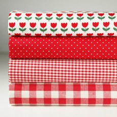 20支棉布料4件組, 1套, 紅色鬱金香