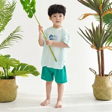 Bambookids 兒童涼爽叢林短袖熱帶風上下套裝