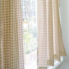 SCOHOme 韓國製造 酣睡格紋四季遮擋簾 2入, 格紋米