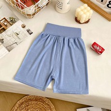 愛北鼻 莫代爾護肚短褲 柔軟透氣 高腰護肚 90碼, 霧藍色, 1入