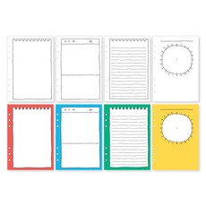 Wannadis A5 Scrap 6孔日記本筆芯鑲嵌 黑白4款+彩色4款套組, 80張