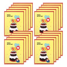 2Youngdesign 閃光彈出卡3蛋糕蛋糕生日 +信封套組, 20套, 紅信封）