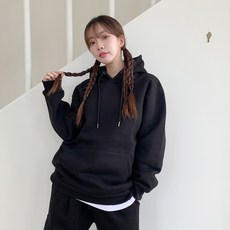 Tomatofactory 女款寬鬆版型日常素色刷毛連帽T恤