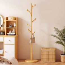 Dissent U 易組裝原木圓盤型衣帽架 173 x 38 x 38 cm, 原木色