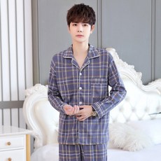 피어니스트 남성용 패턴 단추 잠옷 세트