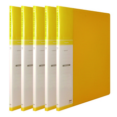 玄風 10頁 透明索引A4文件夾, 5個, 黃色