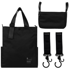 malang honey 保溫保冷尿布袋+內袋+推車背帶掛勾 2入, 尿布包(黑色)+小包(黑色)