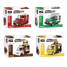 Decool 迷你迴力汽車組裝兒童積木玩具 4 件套, 22043 + 22044 + 22045 + 22046
