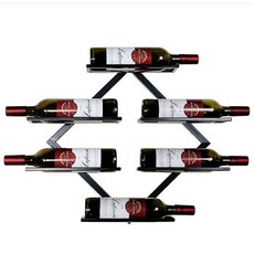 壁掛式鐵製酒收納架, 黑色的, 1個