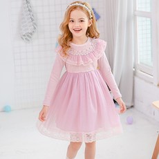 Noble Angel 女童圓領蕾絲公主風洋裝 No 5655