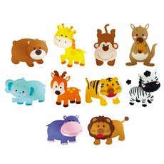CHUNG YANG TOY 毛氈魔鬼氈教具 野生動物園 10件組, 混合顏色