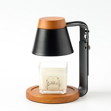 Ein.D Signature木質風格定時融蠟燈 + 120g大豆蠟燭組合, 鼠尾草與海鹽 Type, 黑木(融蠟燈)