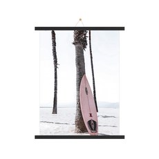 木質掛軸 + 海報 + 無痕釘套組 海洋粉F, 黑色
