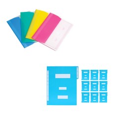 ECO Chungwoon 自動滑動文件夾 A4 4種 + 紙質公文夾 10入, 粉紅色, 黃色, 藍色, 綠色(自動滑動文件夾), 天藍色(公文夾), 1套