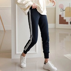 앤드스타일 여성용 더블라인 특양면 시보리 배기 팬츠_263345