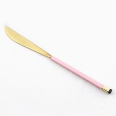 Bogen 方形雙色銀色餐具餐刀, 1個, 粉紅色 + 金色