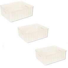 SNAZZY 人字紋開放式收納籃, 白色, 3個