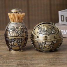 Artihome 豪華風水招財牙籤盒 + 菸灰缸組, 1套, 金色